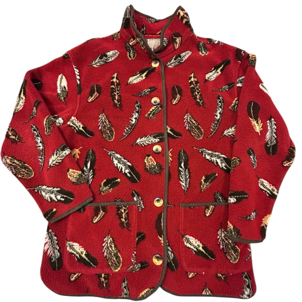 Tsunami Indigenous Collection Vintage Women's  Feather Fleece Jacket XL Canadian